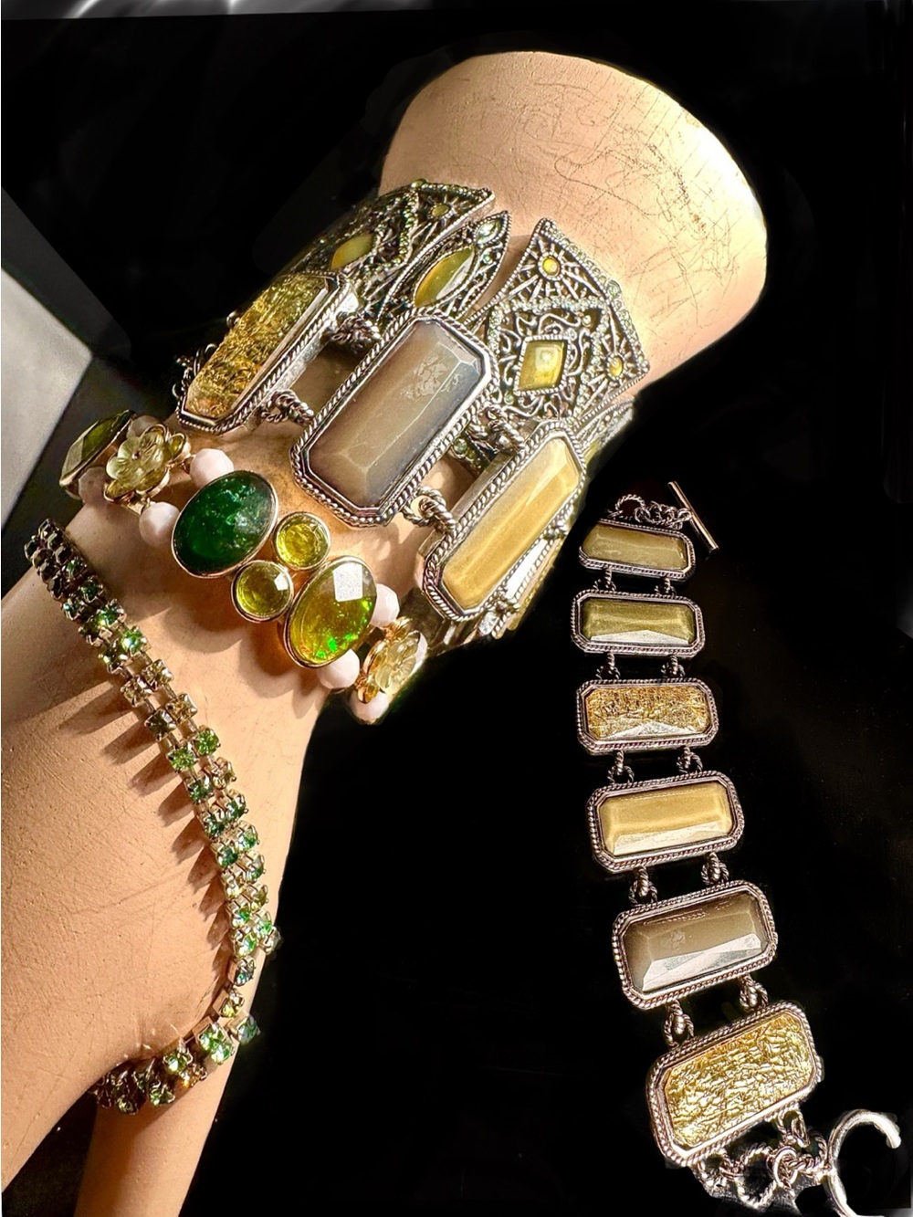Vintage Y2K lia sophia Chunky Boho Layered Bracelet Lot Bundle Earthtoned